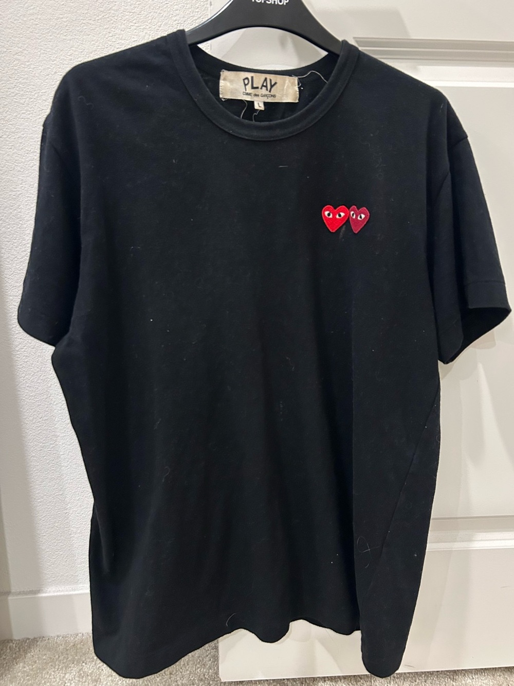 Topshop Black T-Shirt with Red Heart Patch